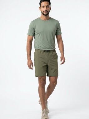 Merrell Men's 34 (32) Waist Olive Hiking Outdoor Cargo Utility 5 Pocket Shorts